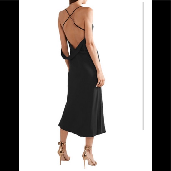 NWTMichelle Mason Openback Draped Crepe Midi Dress - Picture 2 of 5
